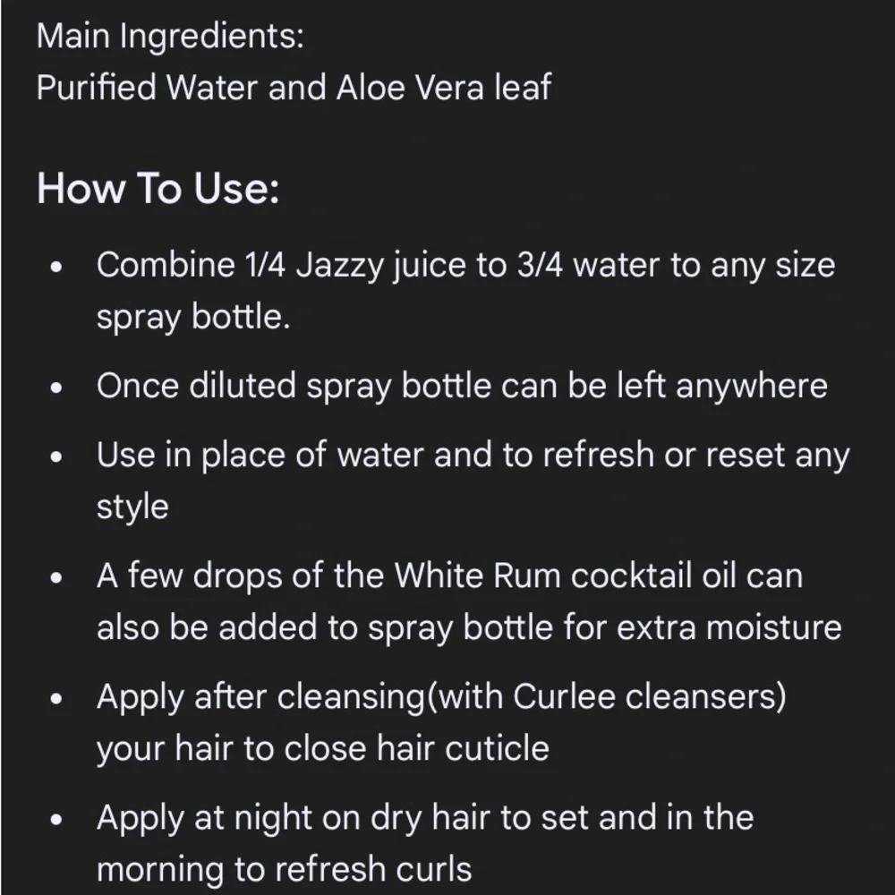 Curlee Jazzy Juice Curl Refresher Aloe Vera H2O 16oz (2 Bottles) NEW